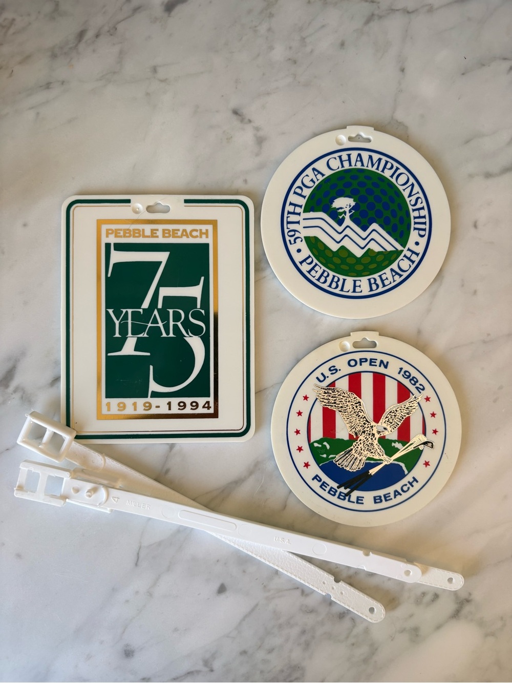 Pebble Beach Green, White & Blue Commemorative Golf Bag Tags Set